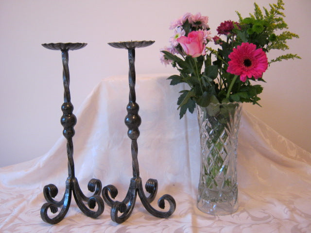 Scroll legged candle holders